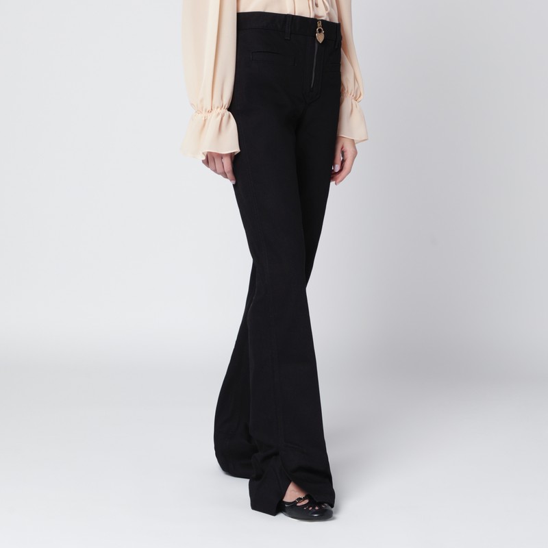 Chloé Black Slim Jeans With Charm Zip In Black