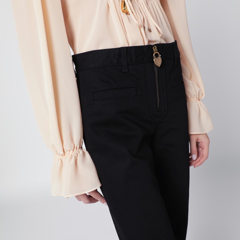 Chloé Black Slim Jeans With Charm Zip In Black