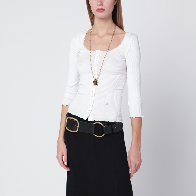 White fitted cotton cardigan