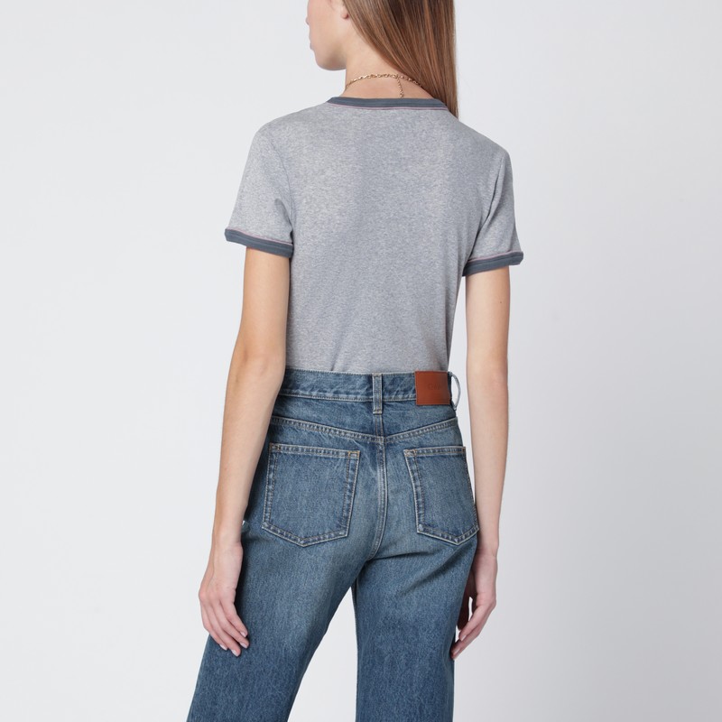 Chloé Logo Print Slim T-shirt In Gray