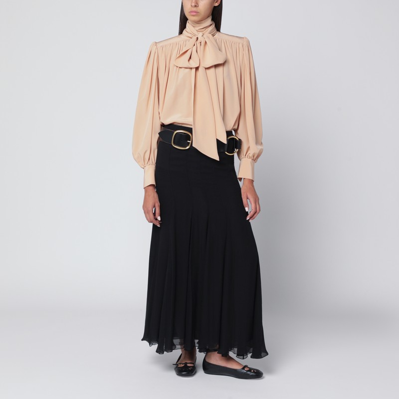 Chloé Black Silk Muslin Maxi Skirt In Black