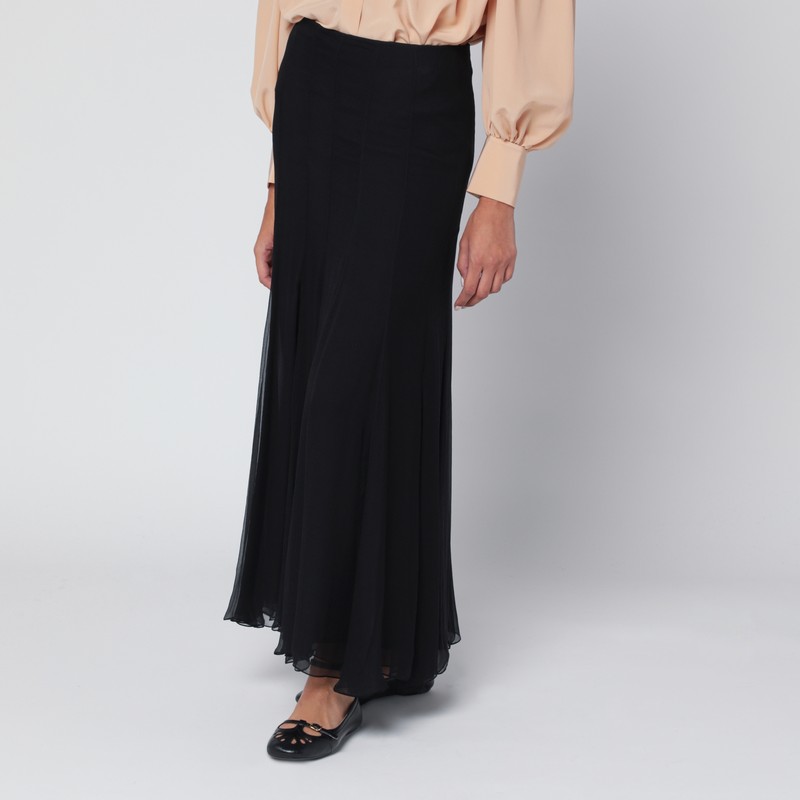 Chloé Black Silk Muslin Maxi Skirt In Black