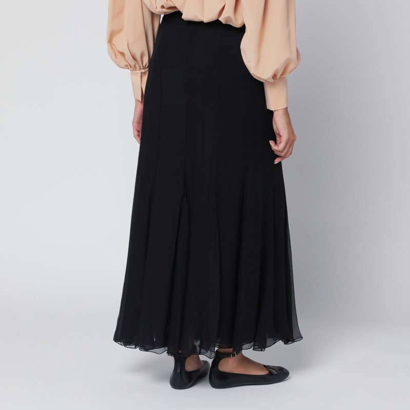 Chloé Black Silk Muslin Maxi Skirt In Black