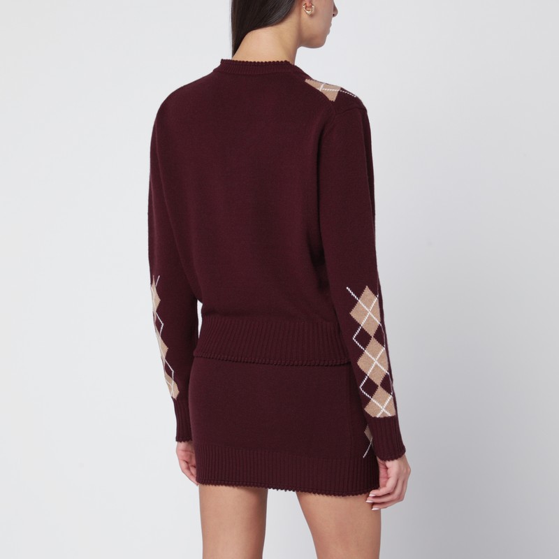 Chloé Bordeaux Diamond-pattern Wool Sweater In Burgundy