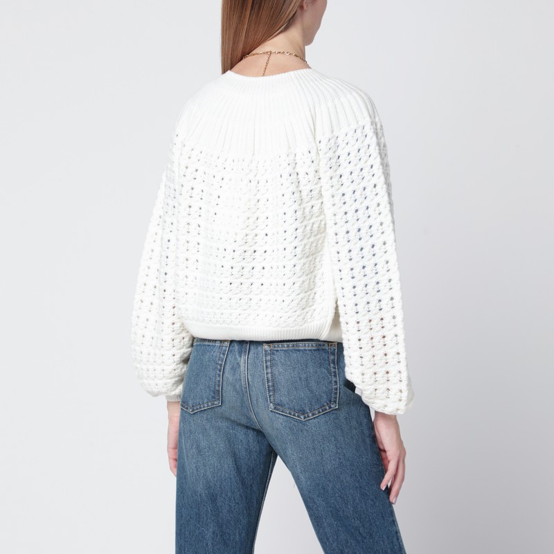 Chloé Milk-colored Wool And Cashmere Knit Cardigan In White