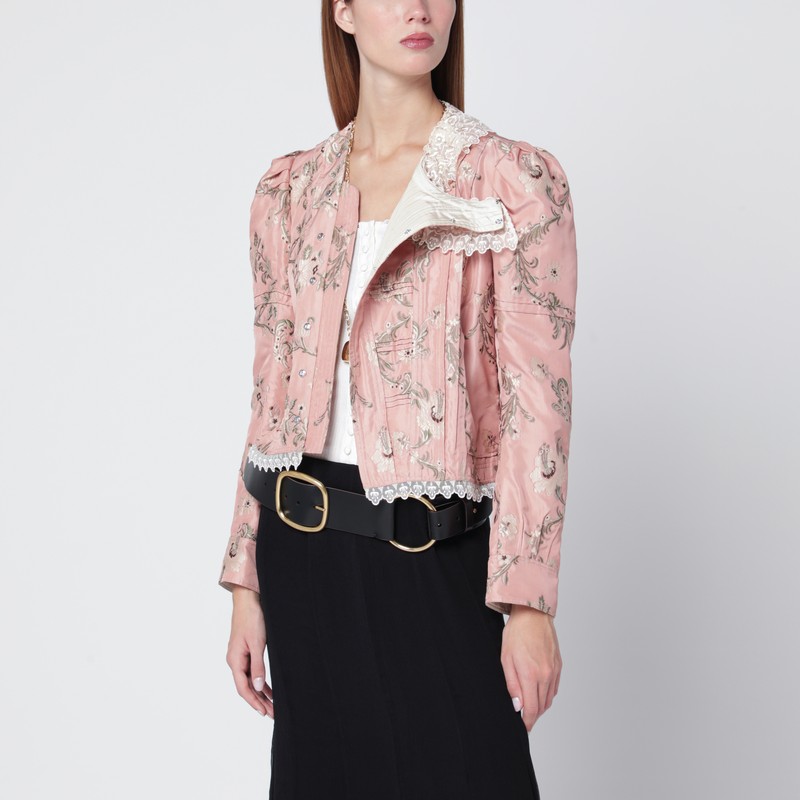 Baroque silk-blend taffeta jacket with floral jacquard