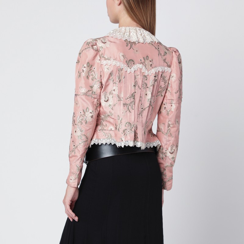 Chloé Baroque Silk-blend Taffeta Jacket With Floral Jacquard In Pink
