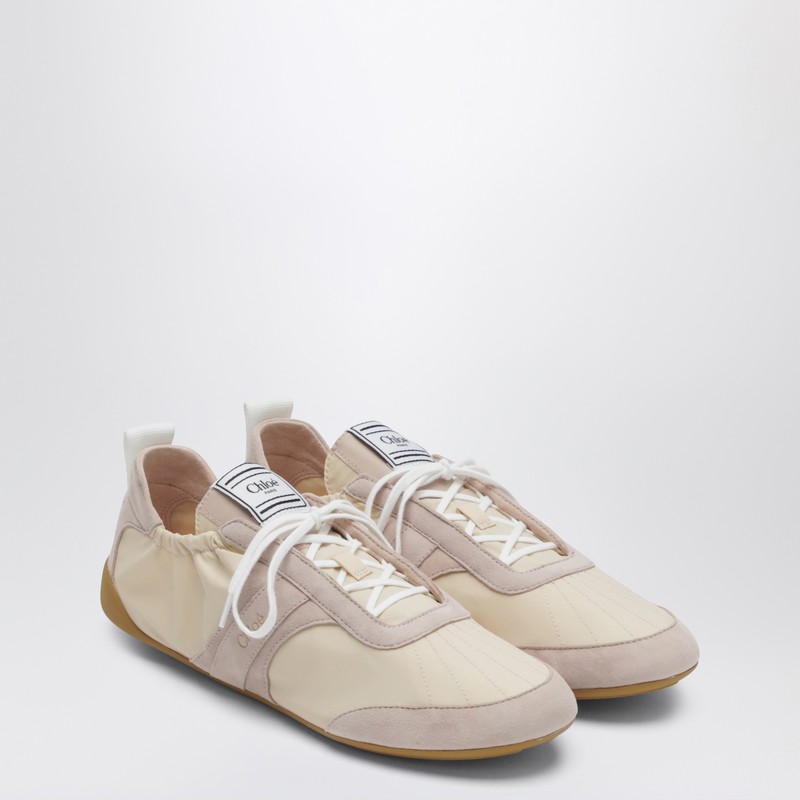 Chloé Kick Suede-trimmed Shell Sneakers In Sand
