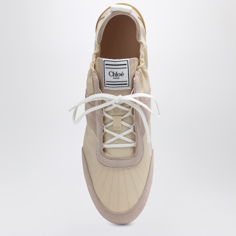 Chloé Kick Suede-trimmed Shell Sneakers In Sand