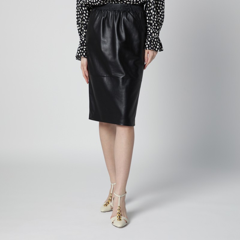 Black pencil skirt in plongé nappa leather