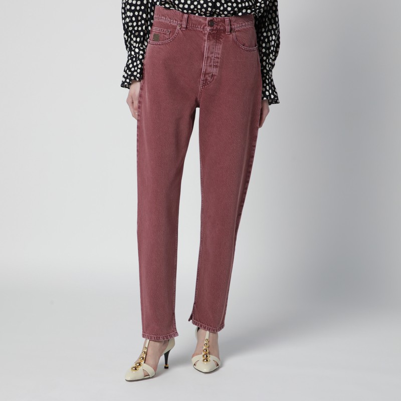 Dark pink denim jeans