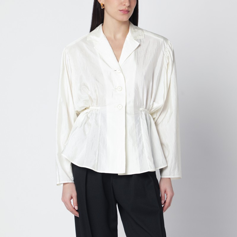 Ivory silk-blend blouse