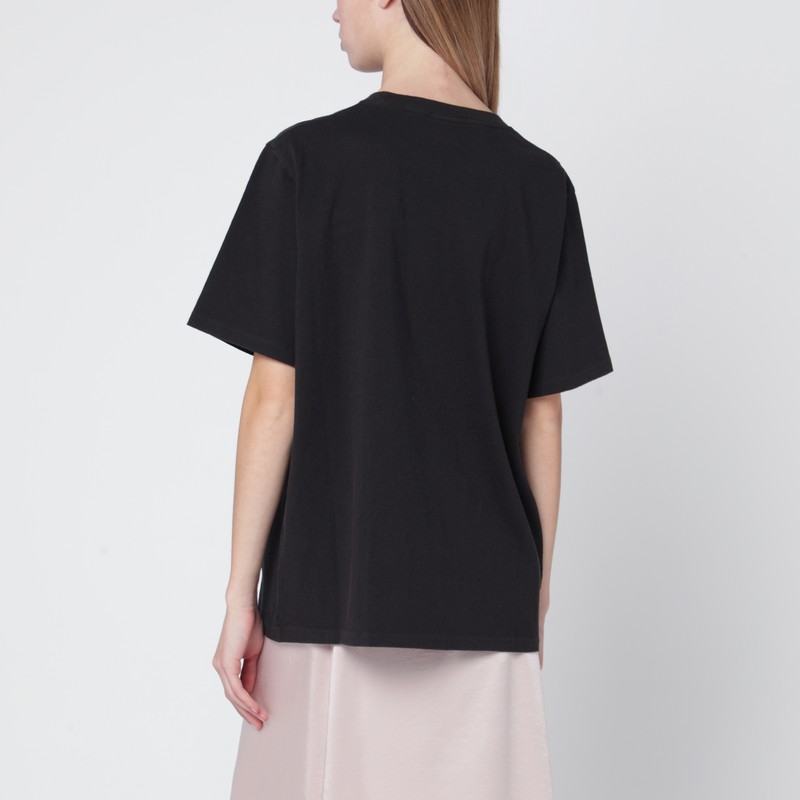 Chloé Black Oversized T-shirt With Logo And Flamingo Print In Multi