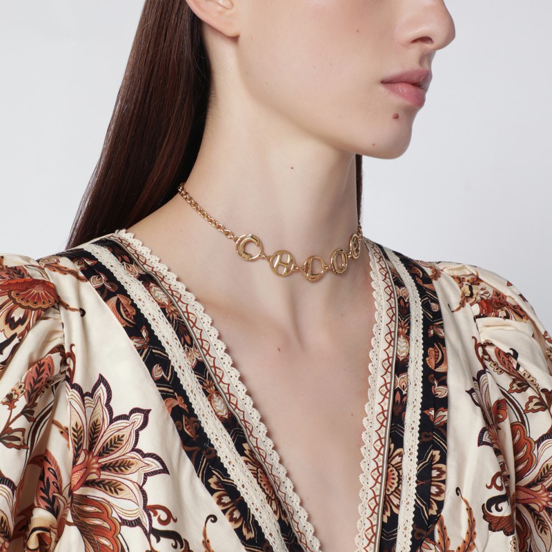 Chloé Vintage Gold Chain Link Choker Necklace In Gold