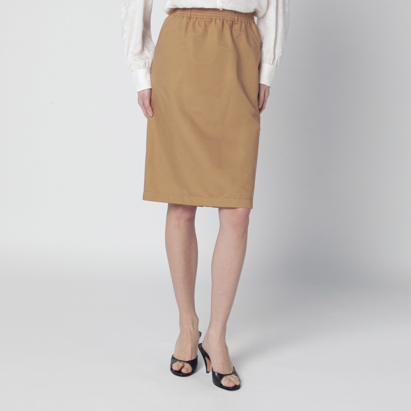 Chloé Beige Midi Pencil Skirt In Brown