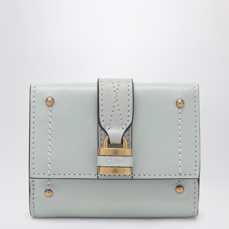 Paddington mini trifold wallet in aqua blue leather