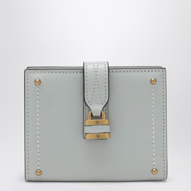Paddington square wallet in aqua blue leather