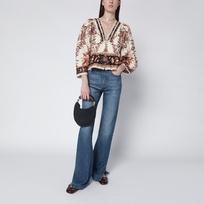 Chloé Mini Summer Banana Hobo Bag In Black Crochet With Leather Details Women