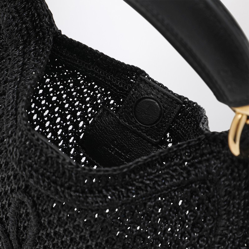 Chloé Mini Summer Banana Hobo Bag In Black Crochet With Leather Details Women