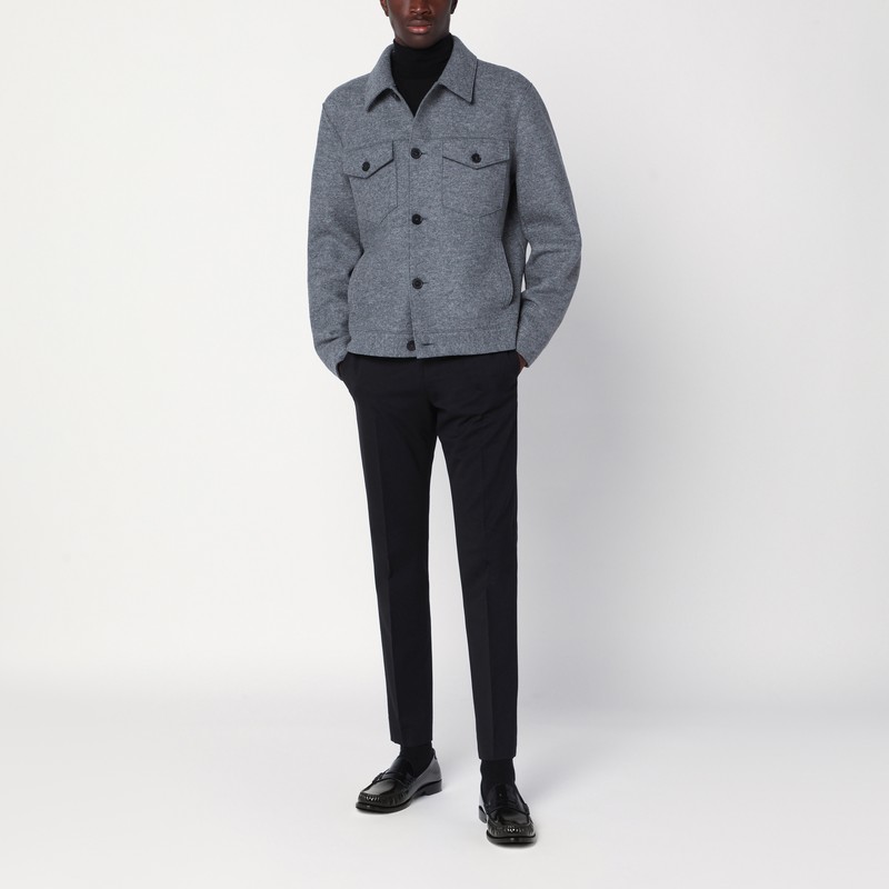 Harris Wharf London Wool Jacket With Chest Pockets And Collar In Gray