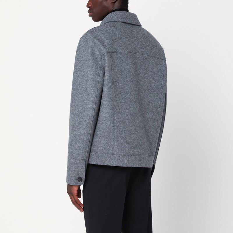 Harris Wharf London Wool Jacket With Chest Pockets And Collar In Gray