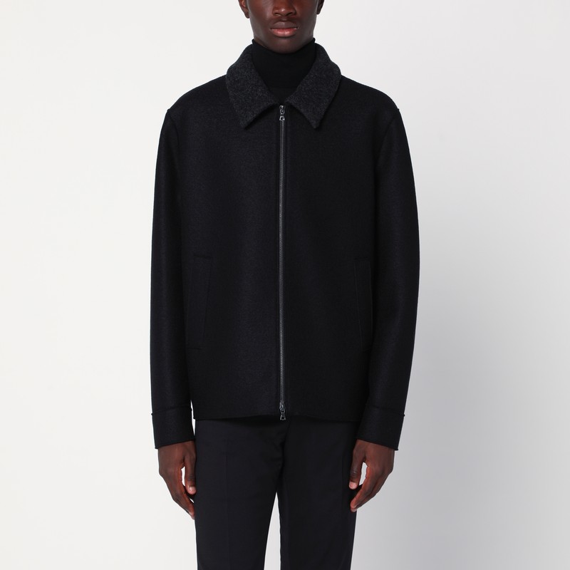 Black zip-up wool jacket