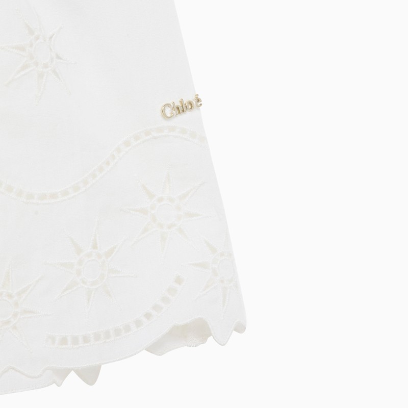 Chloé White Cotton Dress With Embroidery In White