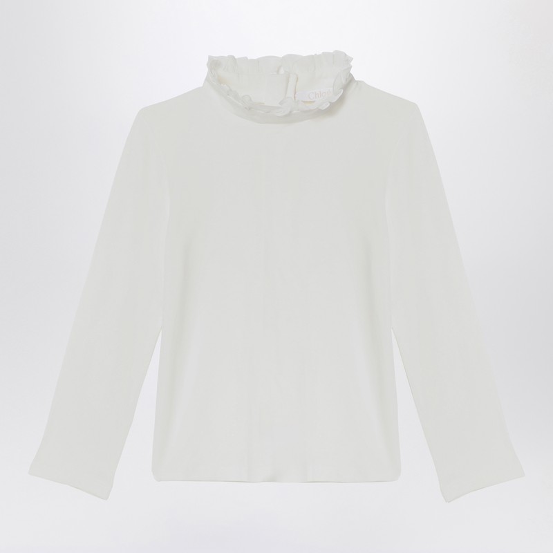 Chloé White Jersey With Ruffled Collar In White