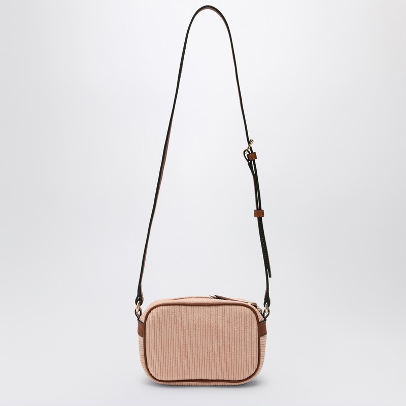 Chloé Light Pink Ribbed Bag With Logo In Pink