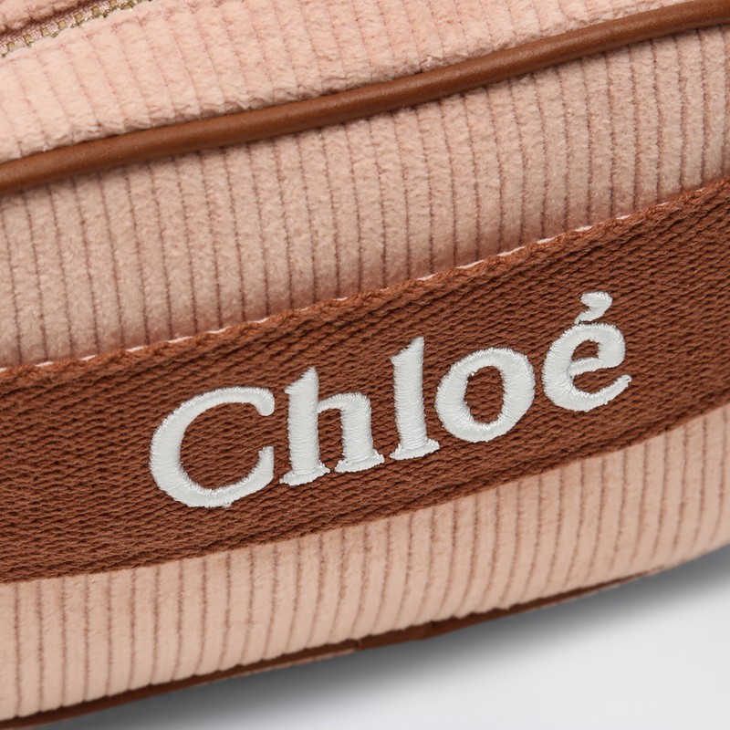 Chloé Light Pink Ribbed Bag With Logo In Pink