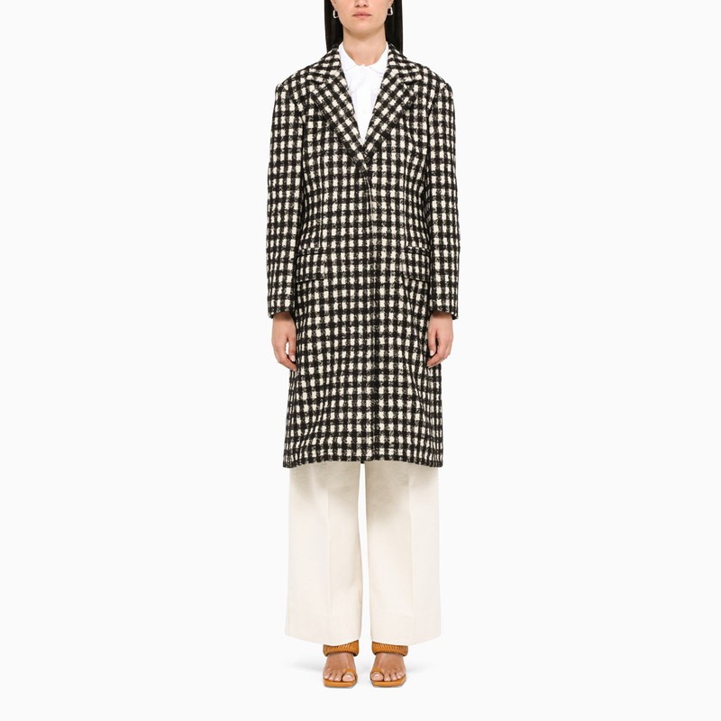 Black and white single-breasted coat