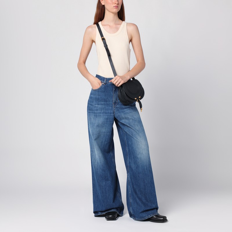 Chloé Marcie Small Leather Saddle Bag In Black