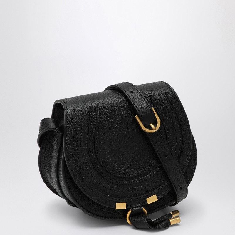Chloé Marcie Small Leather Saddle Bag In Black