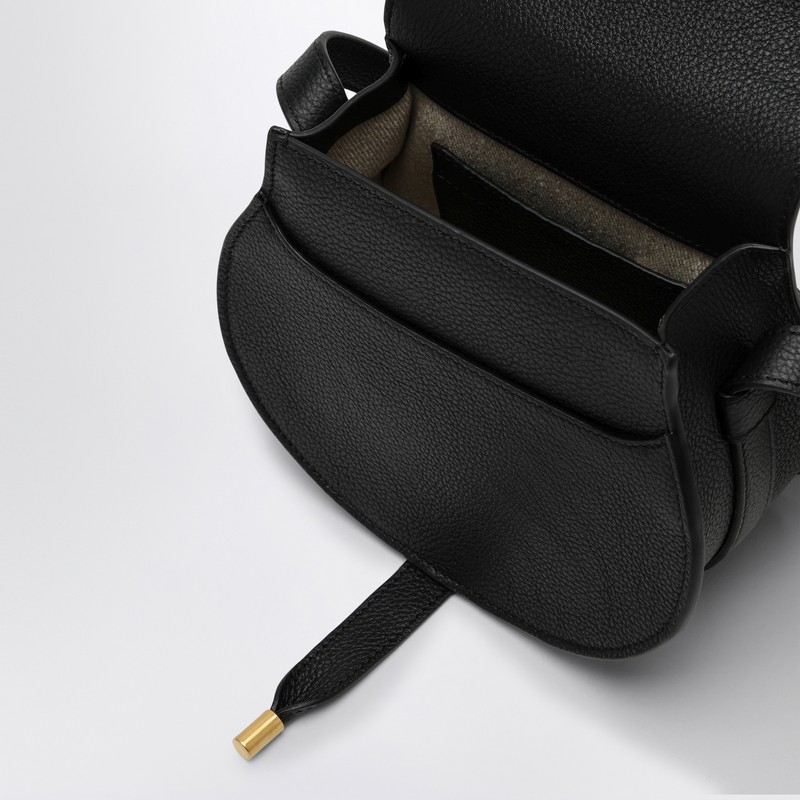 Chloé Marcie Small Leather Saddle Bag In Black