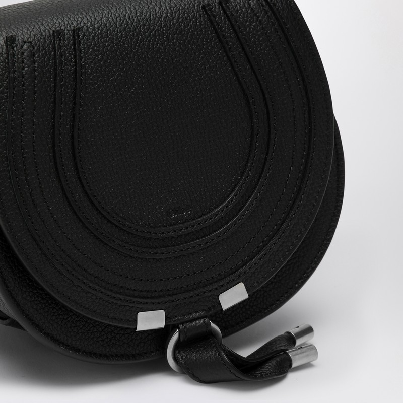Chloé Marcie Small Leather Saddle Bag In Black