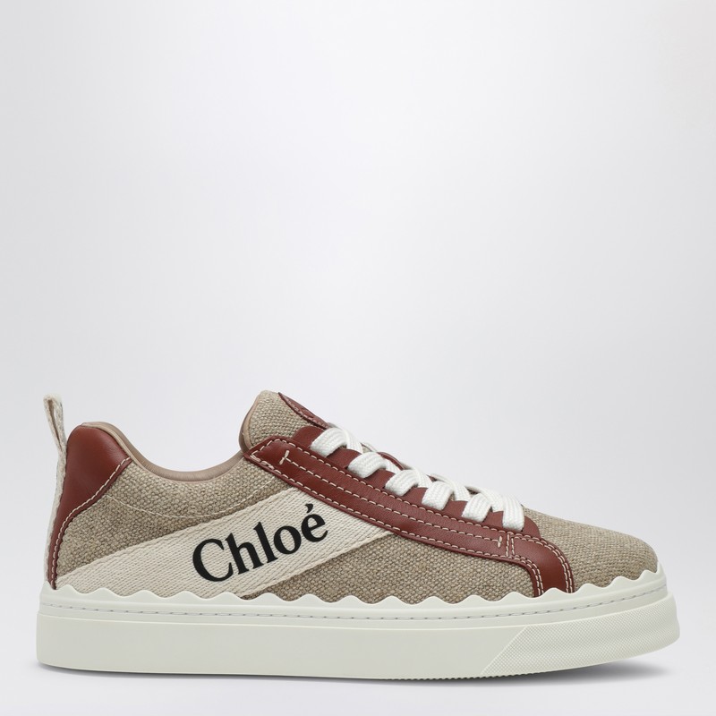 Lauren sneaker in linen and leather