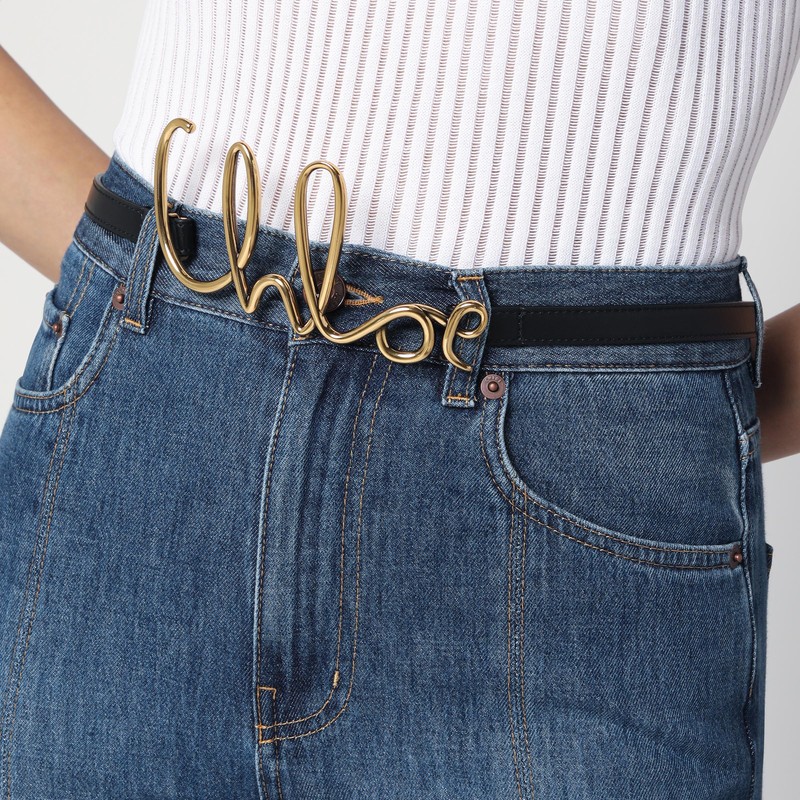 Chloé Chloé Iconic small black leather belt - Belts - Save