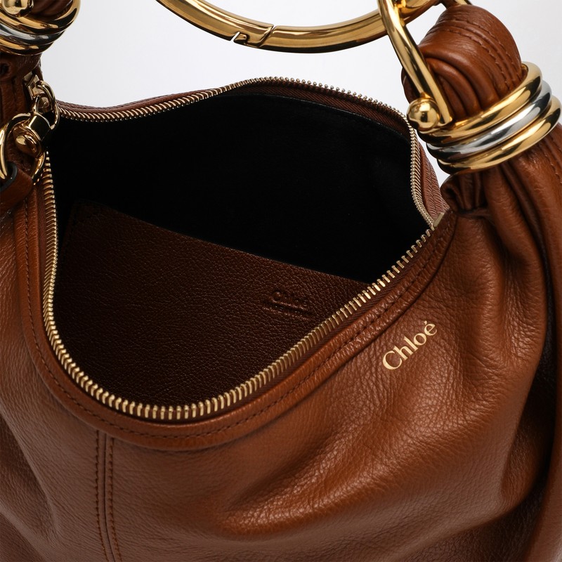 Chloé Small Bracelet Leather Hobo Bag In Brown