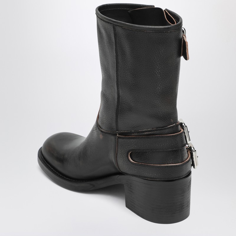 Chloé Black Dakota Biker-style Boot With Vintage Effect In Black
