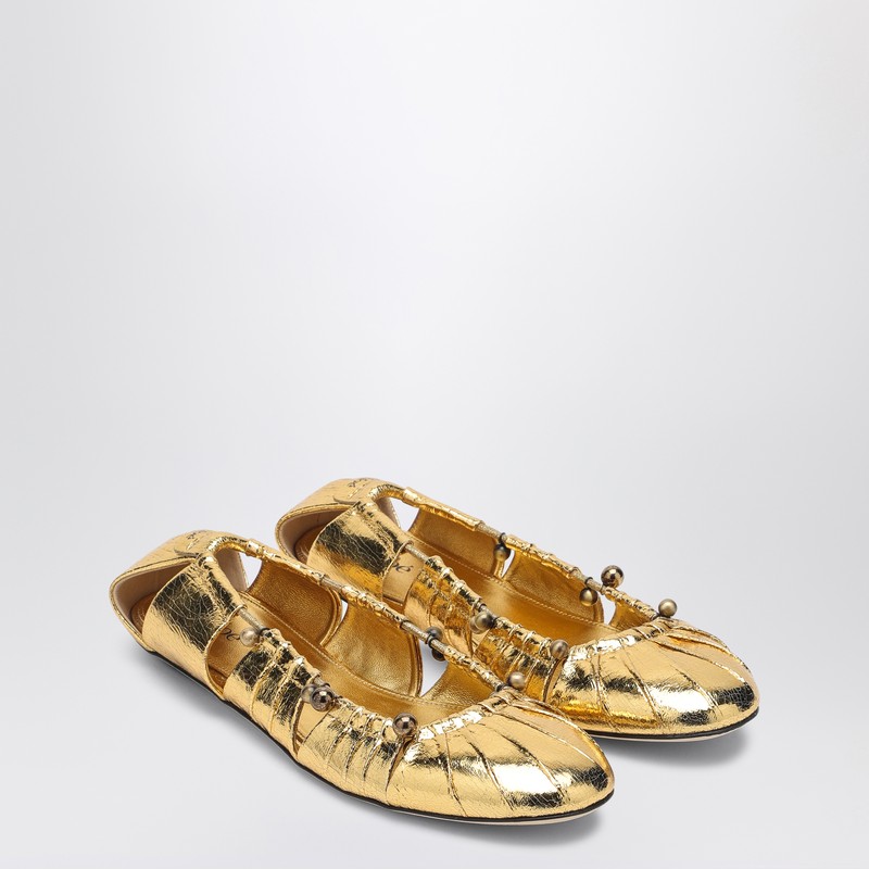 Chloé Moon Metallic Leather Ballet Flats In Metal