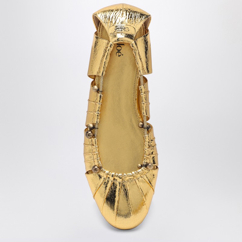 Chloé Moon Metallic Leather Ballet Flats In Metal