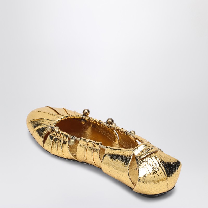 Chloé Moon Metallic Leather Ballet Flats In Metal