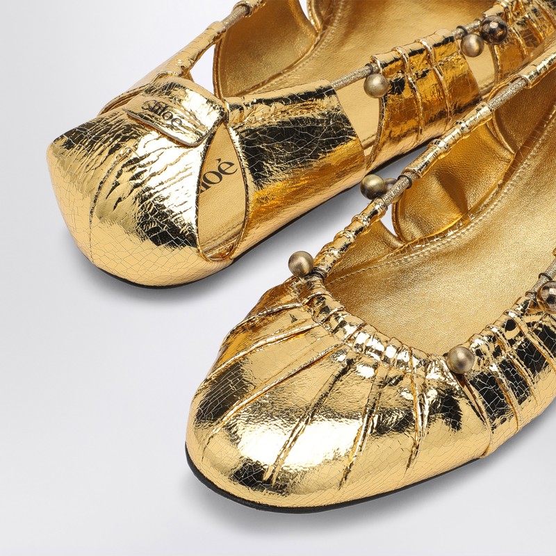 Chloé Moon Metallic Leather Ballet Flats In Metal