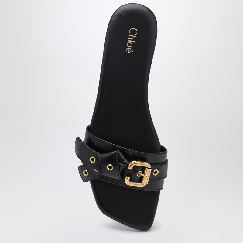 Chloé Buckled Leather Slides In Black