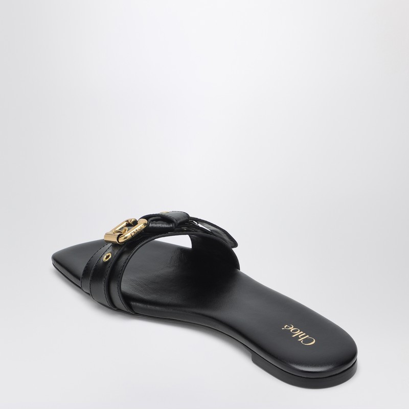 Chloé Buckled Leather Slides In Black