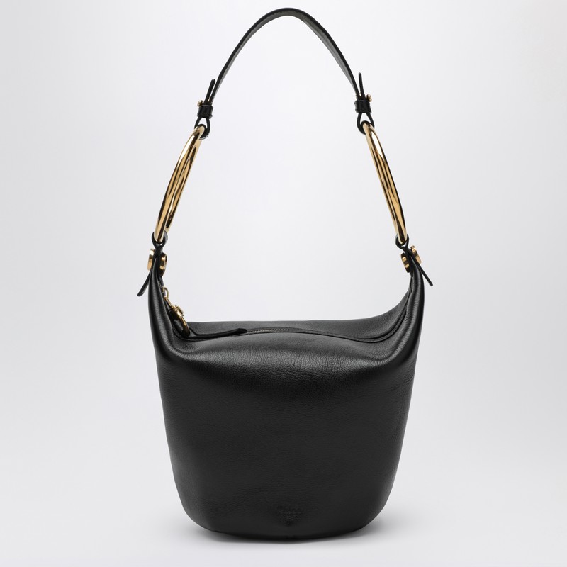 Small black leather Bracelet bag