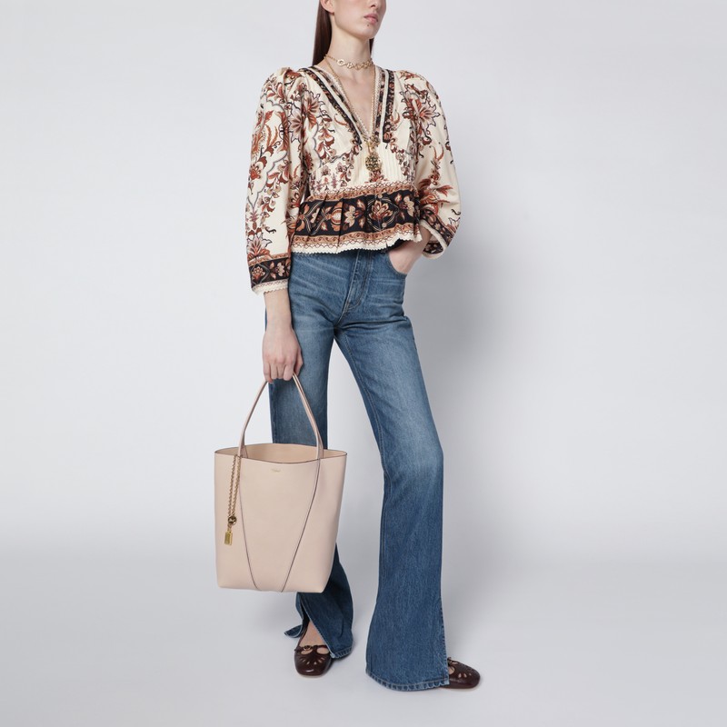 Chloé Medium Spin Tote Bag In Cement Pink In Neutral