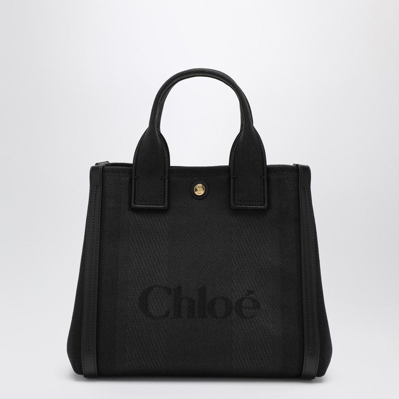 Chloé Carry Small Tote Bag In Black Canvas In Black