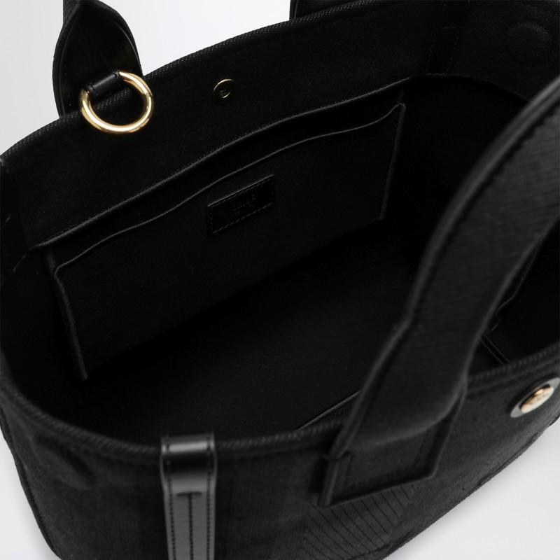 Chloé Carry Small Tote Bag In Black Canvas In Black