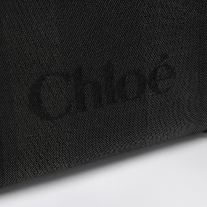 Chloé Carry Small Tote Bag In Black Canvas In Black